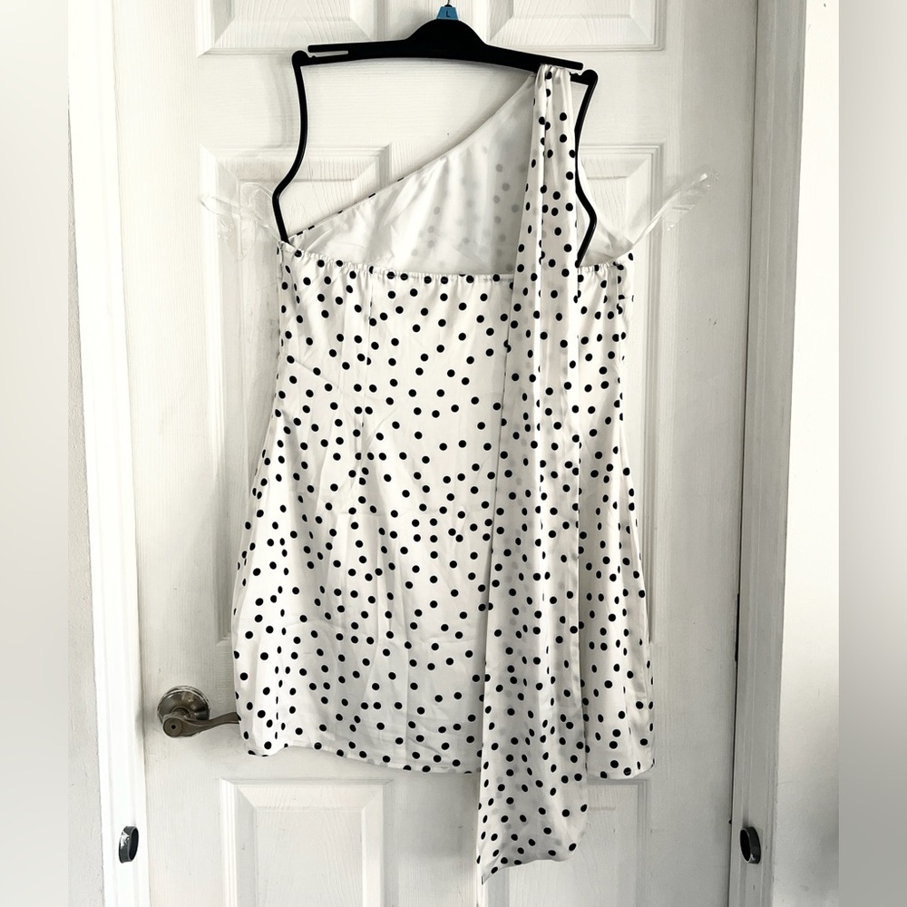 Commense Satin Polka Dot Asymmetrical Dress - Picture 9 of 12